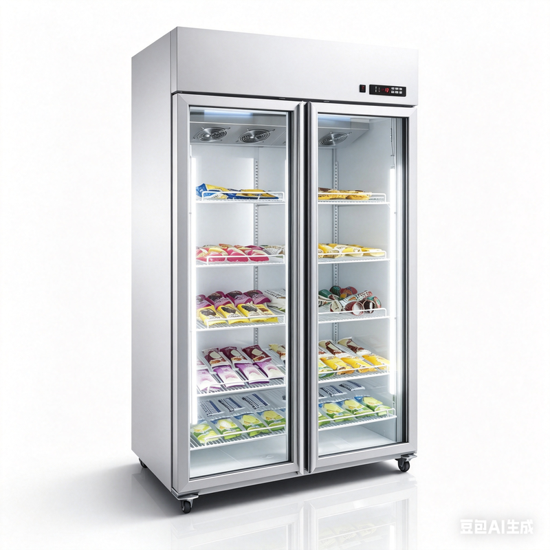 Frozen Meat Ice Cream Wind Cold No Frost -18 Degree Upright Glass Door Display Refrigerator